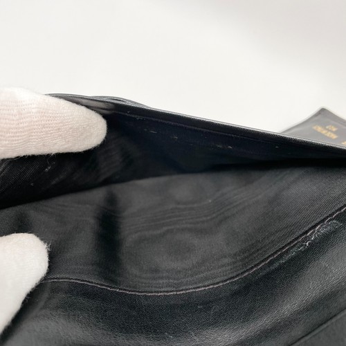 CELINE Long Wallet Bifold Purse Embossed Triomphe Logo Leather Black Authentic - Picture 17 of 22