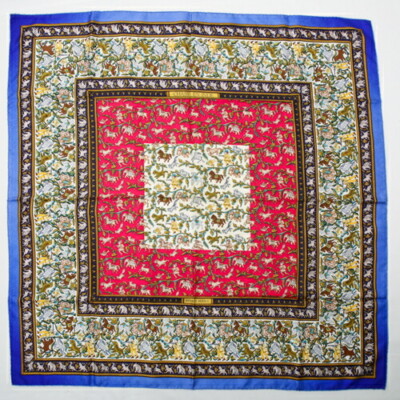 エルメス カレHermès Carré 90 “Chasse en Inde HERMES Scarf Carre 90 Silk CHASSE EN INDE Large Size Blue/Red