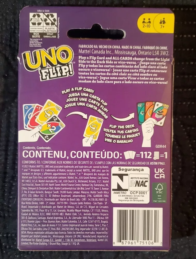 New UNO Flip Card Game By Mattel Games Flip The Deck Double Sided Cards  Sealed 887961751062