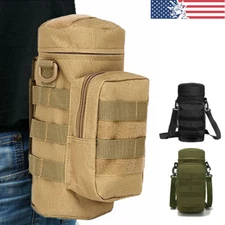 Tactical Hiking Military Water Bottle Pouch Holder Kettle Gear Molle Pack Bag US