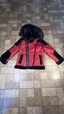 JORDAN CRAIG BOYS MOTO SHEARLING JACKET BLACK RED BRED BOYS SIZE 10