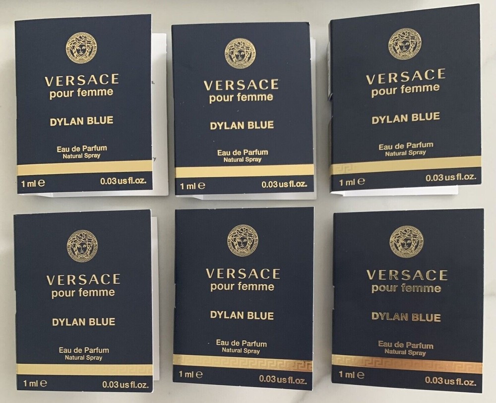 Lot 6x Versace Dylan Blue Pour Femme Eau de Parfum Sample Spray 1 ml/0.03 oz ea