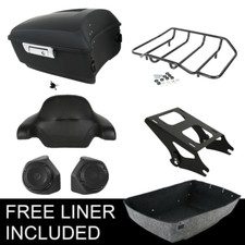 Matte King Tour Trunk Pad Mount Rack Speakers Fit For Harley Street Glide 14-23