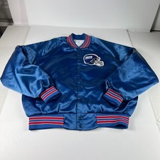 VTG 90s Chalkline NFL New York Giants Satin Jacket Adult Medium Blue Button Snap