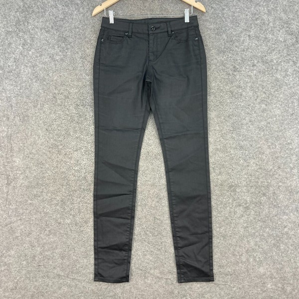 Witchery Womens Pants Size 10 Black Skinny Mid Rise Zip Stretch Fabric 34202