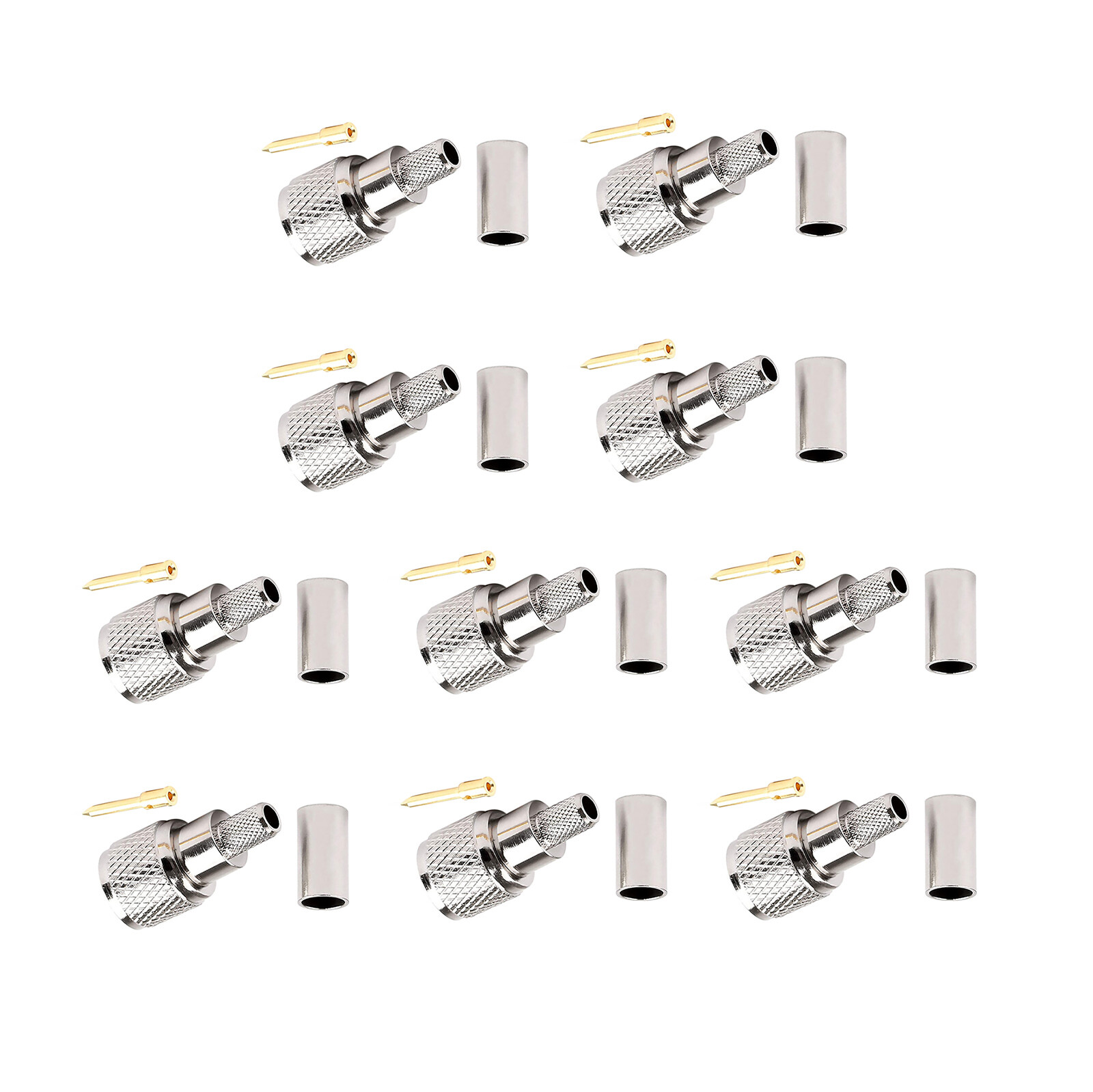 10x Brass Mini-UHF Male Crimps Connector For RG-58/U Cable Radio Antenna