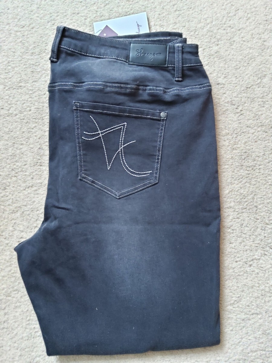 sheego slim fit jeggings in black denim UK