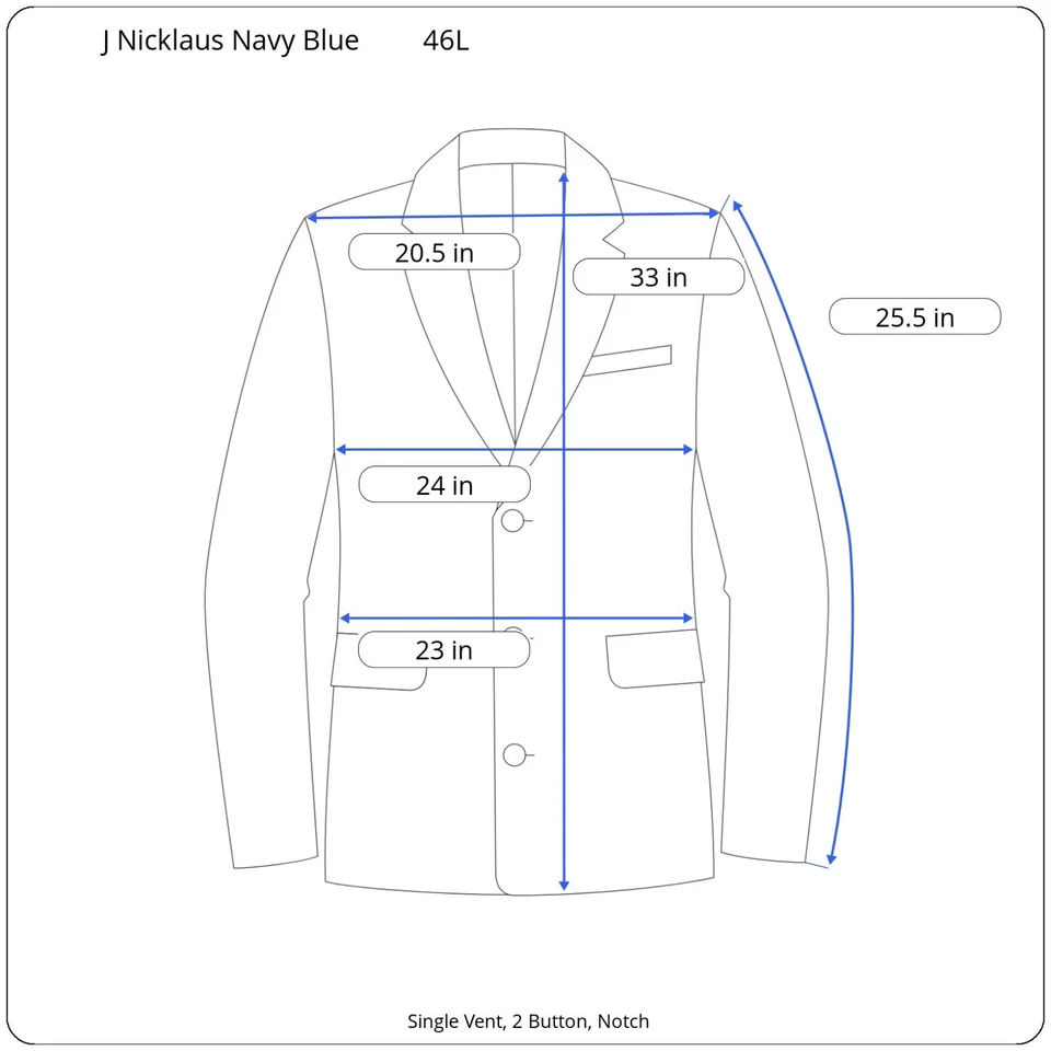 Chaqueta Blazer Abrigo Deportivo Jack Nicklaus Para Hombres Azul Marino Lana CLASSIC FIT TALLA 46L Foto 2 de 4