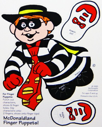 1995 McDonalds Hamburglar McDonaldland Punch Out Finger Puppet Happy Meal Juguete - Imagen 2 de 3