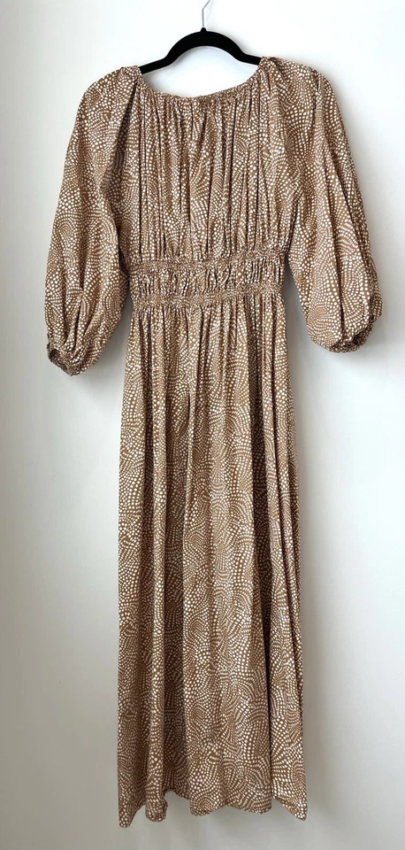 Maxi Vestido Madewell Cuello en V Manga Globo en Punto Espiral Caqui Talla 00 Foto 2 de 4