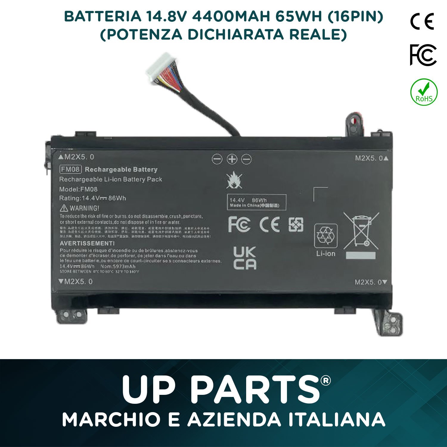 Batteria FM08XL per HP Omen 17-AN023NA | 65Wh 16-Pin Alta Qualità - 3