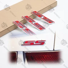 3PCS RED / CHROME For Camaro Cobalt SS Badge Fender Trunk Emblem Decal