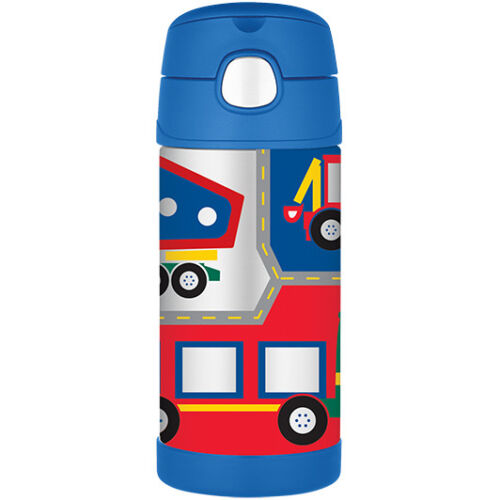 THERMOS Funtainer 355ml Vacuum Insulated Beverage Bottle Construction Vehicles! - Picture 1 of 7