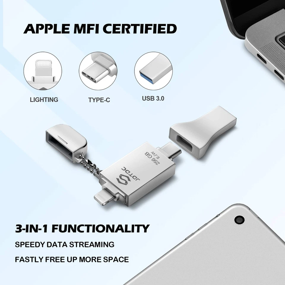 256GB Apple MFi Certified iPhone-Photo-Stick, 3 in 1 USB3.0 Photo-Stick-for-i... - Image 2 of 4