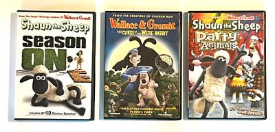 LOT 3 DVDs Wallace & Gromit SHAUN The SHEEP Season 1 PARTY ANIMALS Were Rabbit