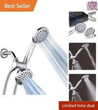 Chrome Shower Head Handheld Combo 48-Settings Rain  Massage Wall Mount