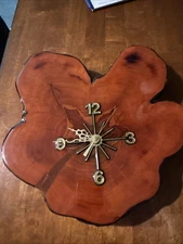 Vintage Cypress wood tree slab battery operated clock 12” x 12” (JM)