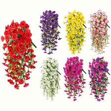 Artificial Fake Hanging Basket Plants Silk Flowers Vine Home Decor-Outdoor