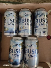 Lot of 5 Diff Busch Light Fish Beer Cans Bottom Opened 