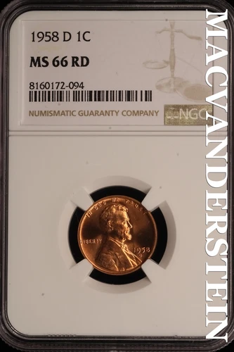 1958-D Lincoln Wheat Cent - NGC MS 66 RD - Brilliant Uncirculated #SLE52