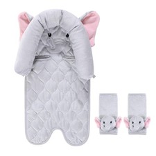 Baby Car Seat Insert  Strap Covers Set, Elephant