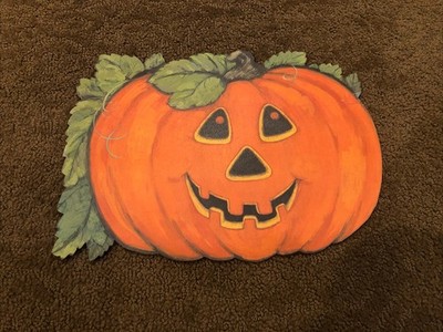 Vintage Ambassador Cards Halloween Pumpkin Jack O  Lantern Die-Cut Decoration