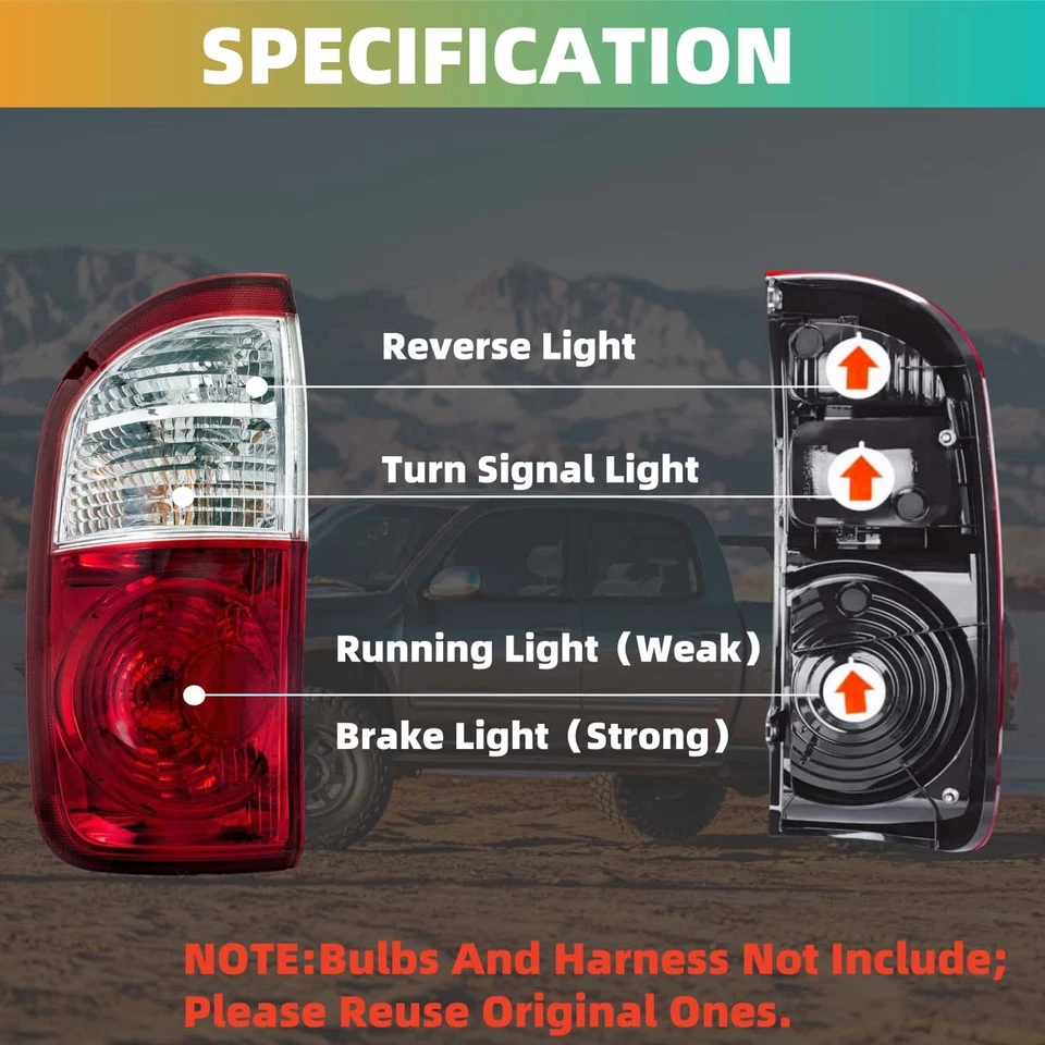 Tail lights fit for 2004 2005 2006 toyota tundra rear lamps OE Red; No Bulbs Foto 3 de 4