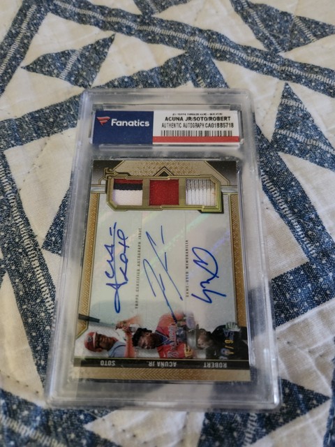 2021 Topps Triple Threads -Ronald Acuna Jr./Juan Soto/Luis Robert Auto Patch 7/9