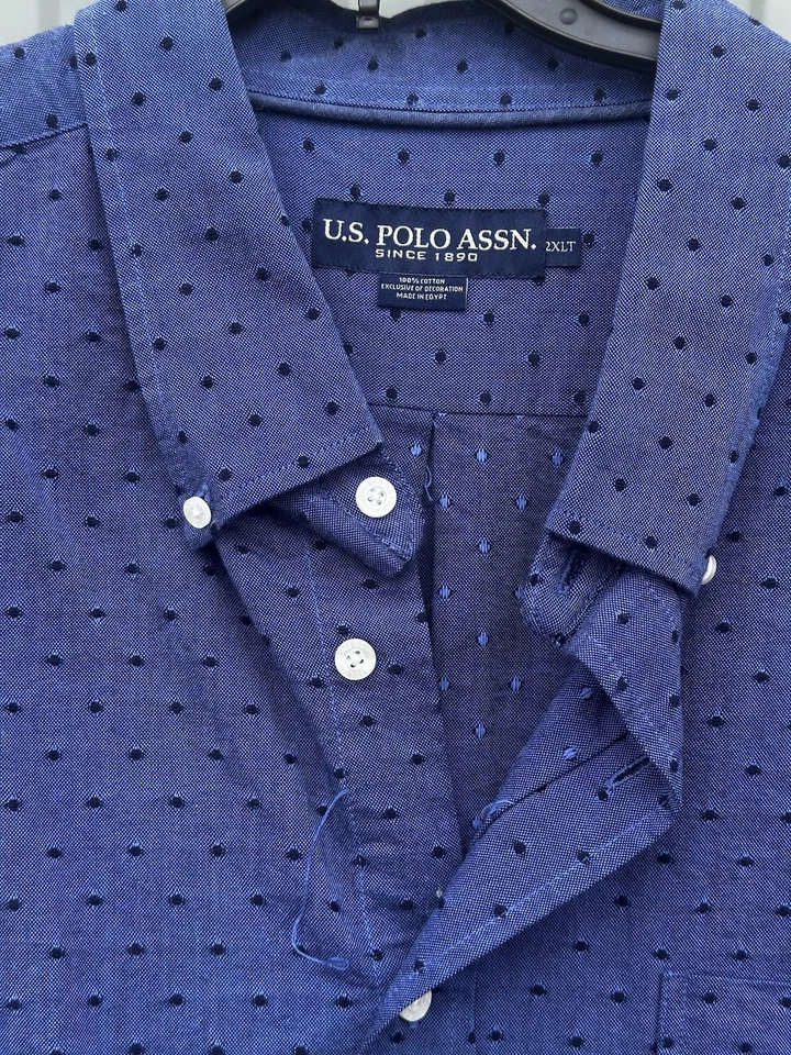 Camisa US POLO ASSN Roja Pony Abotonada Azul Negro Algodón Bordado Hombres 2XLT Foto 3 de 3