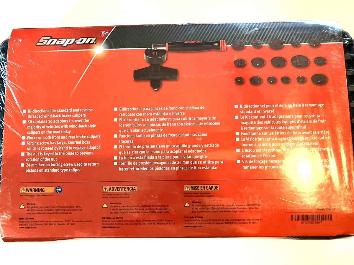 New Snap-on™ Brake Caliper Wind Back Tool Kit BTCWS016KT | eBay