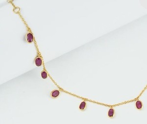 Authentic Natural Ruby Bezel Set Bracelet Solid 14k Yellow Gold Plated Delicate And Dainty