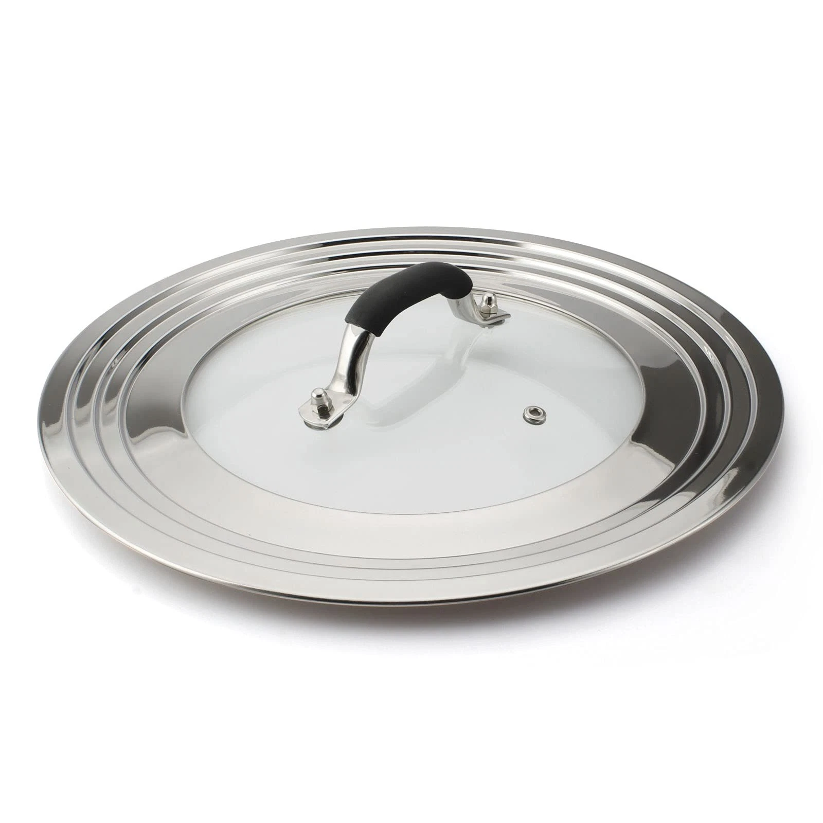 HOMVIDA Stainless Steel Universal Lid for Pans Pots Fits 8.25 12 Inch, Black