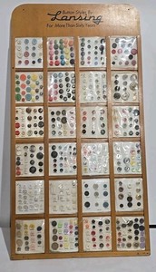 Vintage Lansing Buttons Store Display W/Original Cards HTF