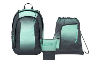 Satch, Schulrucksack-Set AIR Gradient Mint 3-teilig