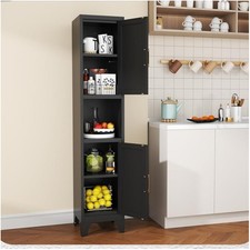 Tall Kitchen Pantry Cupboard, Farmhouse Storage Cabinet with Organizer Shelves