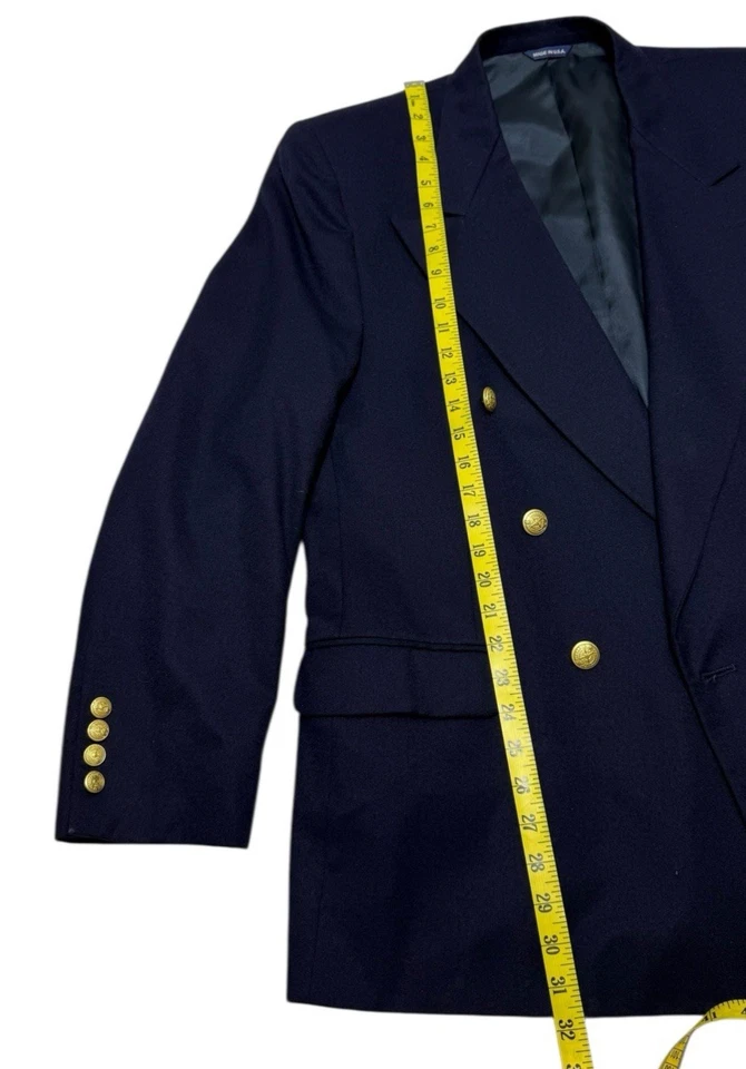 Blazer vintage GAP 100 % lana azul marino para hombre 42-6 chaqueta con botones dorados hecha en EE. UU. Foto 4 de 4