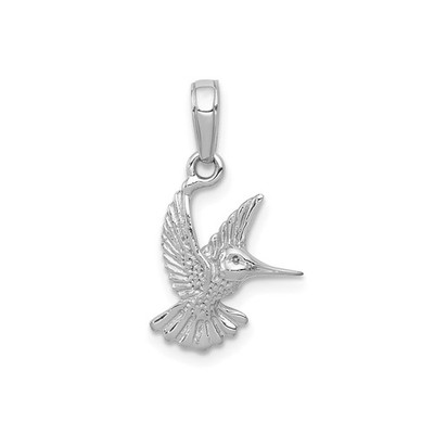 14k Weißgold Kolibri Anhänger Fliegender Vogel Symbol Tier Charm Halskette