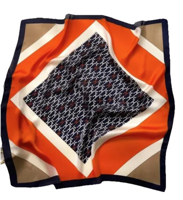  Elegant Bandana Square Scarf Silky Satin Soft ORANGE Geometric Fashion styled