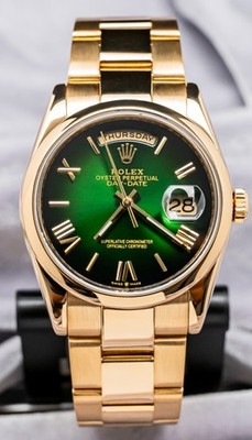AE ミスティ III Rolex Day-Date 36 mm President Yellow Gold Oyster Bracelet Green