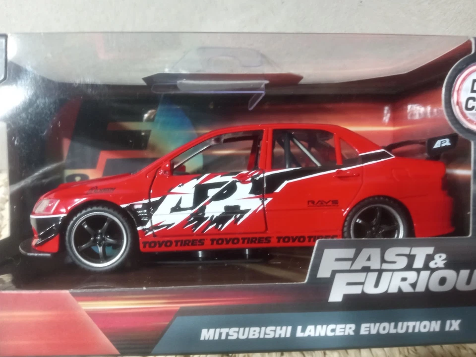 Fast & Furious Mitsubishi Lancer Evolution lX Red Diecast 1:32 Scale Rare Jada - Image 3 of 4