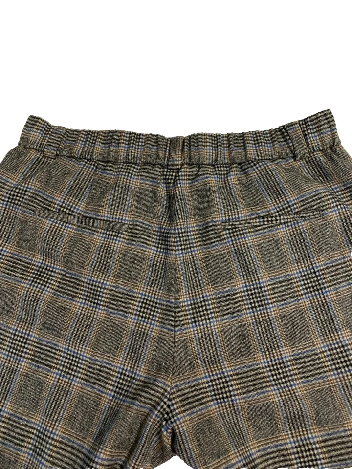 Calça de lã feminina Peserico fácil xadrez perna reta Itália 42 - Imagem 3 de 4