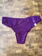 Savage X Fenty Logo Mesh Thong Panty Purple 1X New With Tags