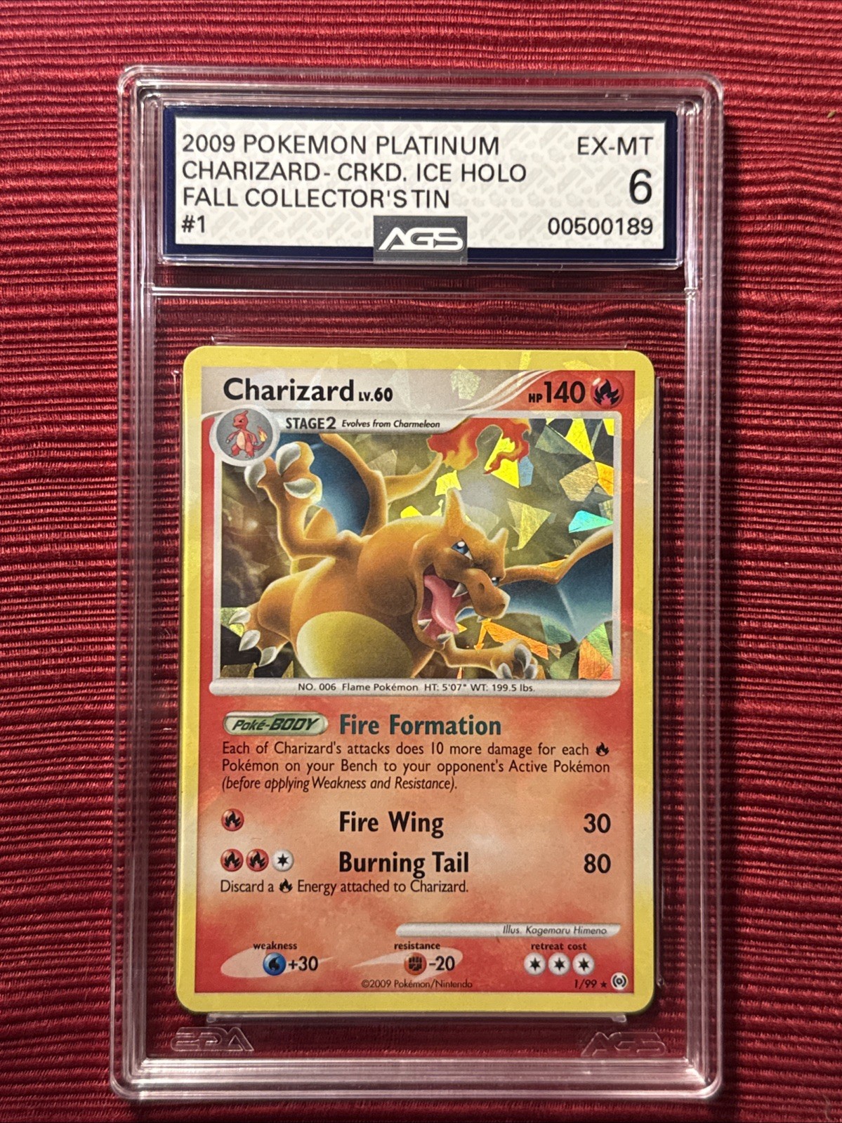Charizard - (Cracked Ice Holo) 1/99 Pokemon Arceus - Holo Bleed Grade 8 LP+