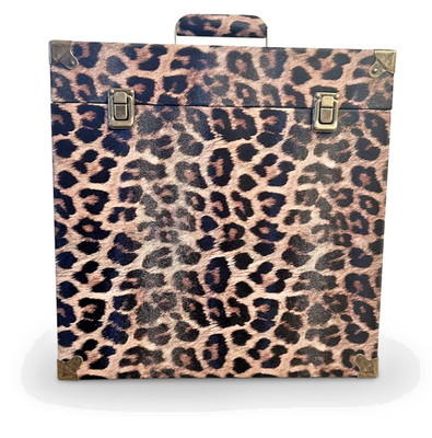 Leopard Print Vinyl Storage Case Retro Record Organizer LP Holder Box