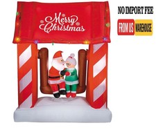 7 Ft Airblown Inflatable Animated Mr.&Mrs. Santa Claus Porch Swing Scene Outdoor