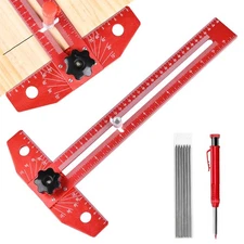 Woodworking Adjustable t Square 13'' Aluminum Alloy Folding Scriber Marking L...
