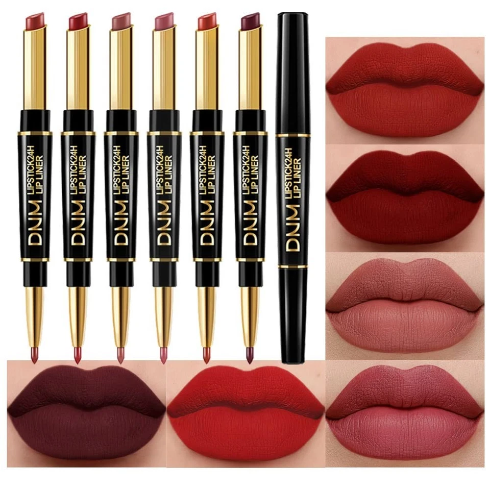 Lipstick Lip Liner Set Red 6pcs Matte Long Lasting Waterproof for Women - Image 4 of 4