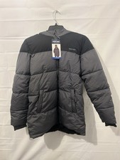 Lands' End Boys Puffer Parka Size L 14/16 Black and Gray Winter Coat with Hood