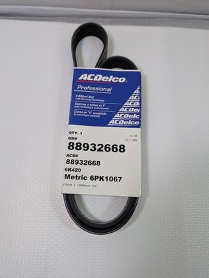 ACDelco Professional 6K420 Poly V-Belt. Metric Size: 6PK1067 (20mm x 1080mm OC)