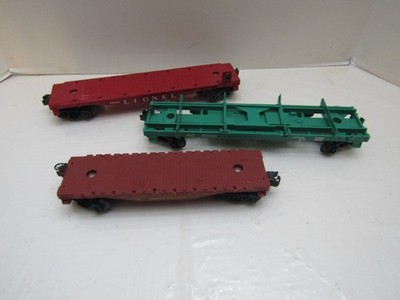 3 VINTAGE TRAIN CAR FREIGHT O SCALE PARTS RESTORE LIONEL FLATCAR PC, UP, 6660